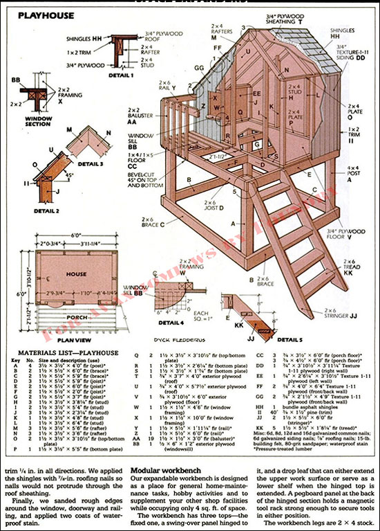 نقشه و ابعاد ساخت خانه چوبی کودکان