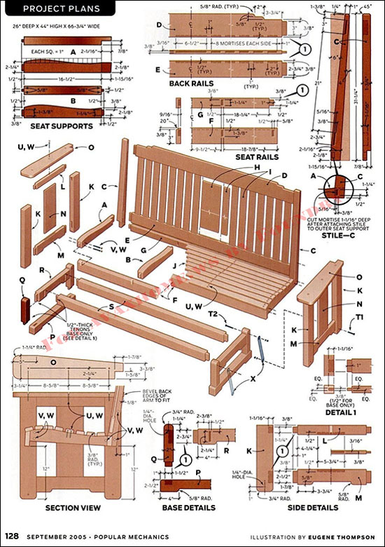 نقشه ساخت نیمکت چوبی