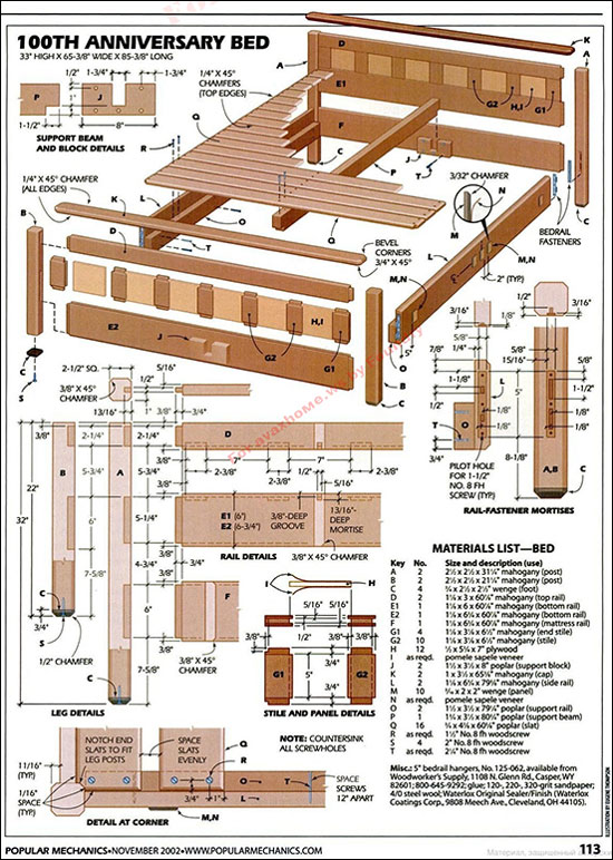 نقشه آموزش ساخت تخت چوبی
